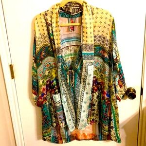Johnny Was Patchwork Kimono Wrap Silk